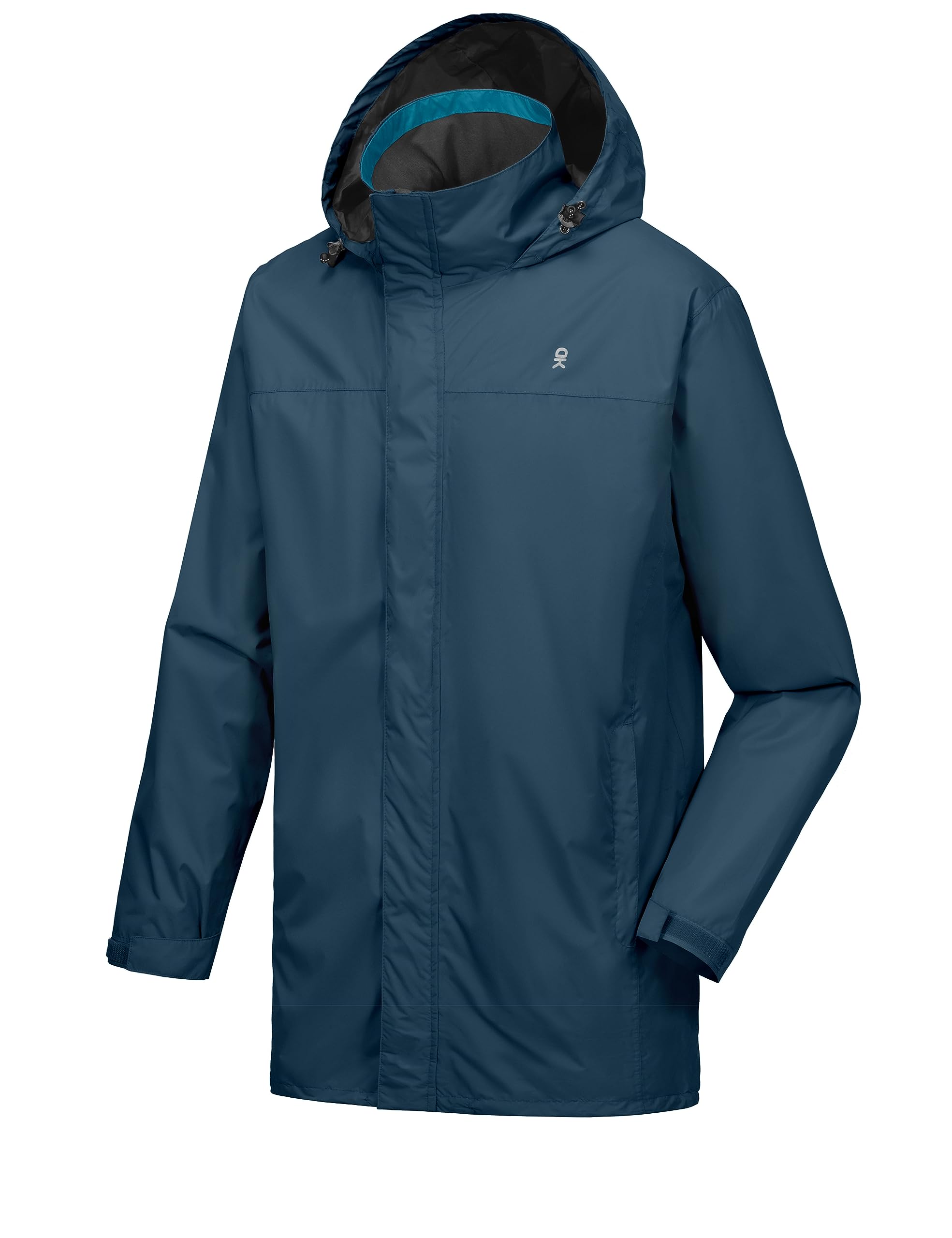 Little Donkey Andy Mens Long Waterproof Rain Jacket with Hood Lightweight Rain Shell for Hiking