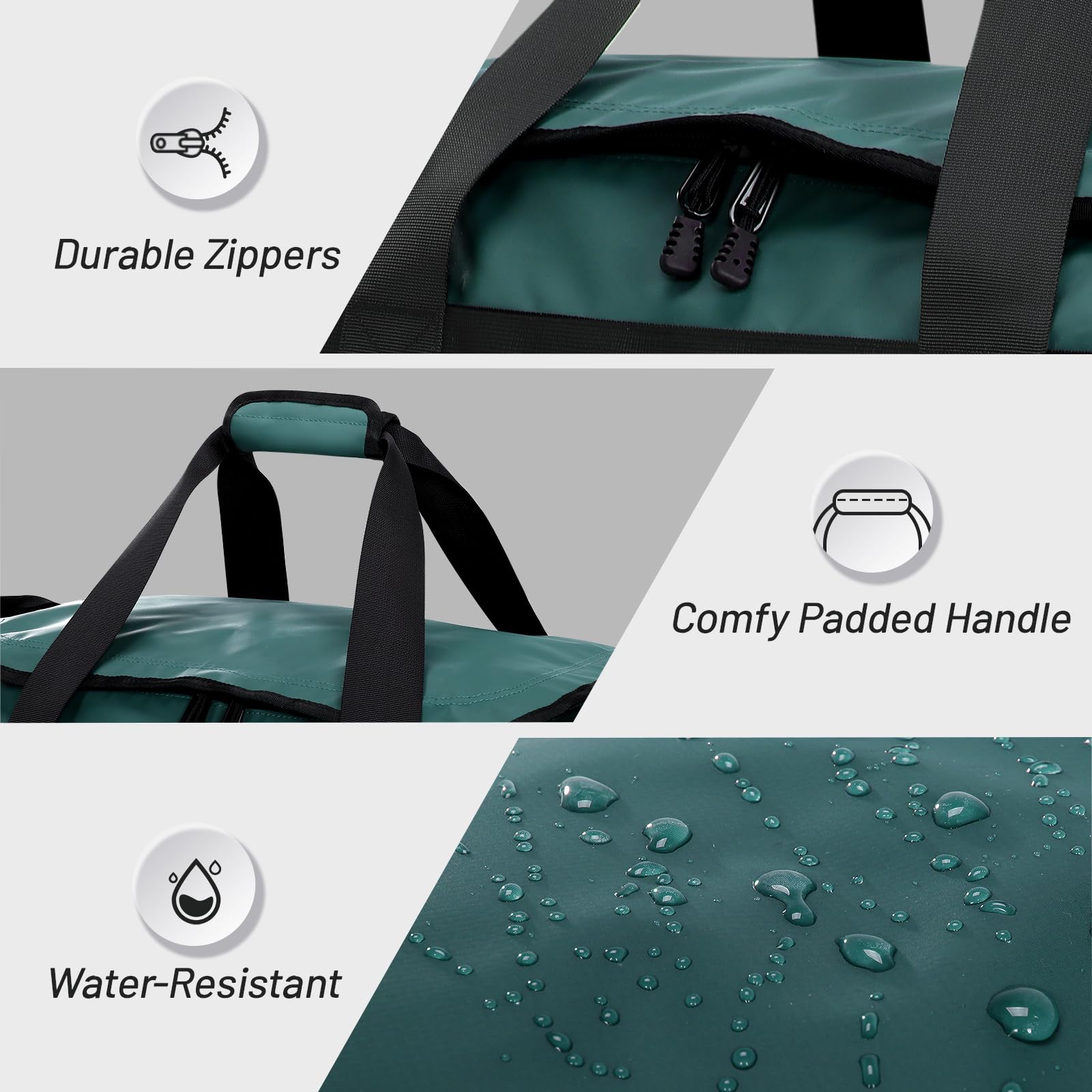 MIER Sporttasche für Herren, großer Seesack mit Schuhfach, 60 l, wandelbare Reisetasche, Wochenendtasche, Übernachtungstasche, für Fitnessstudio, Sport, Reisen, Dunkles Türkis, Casual