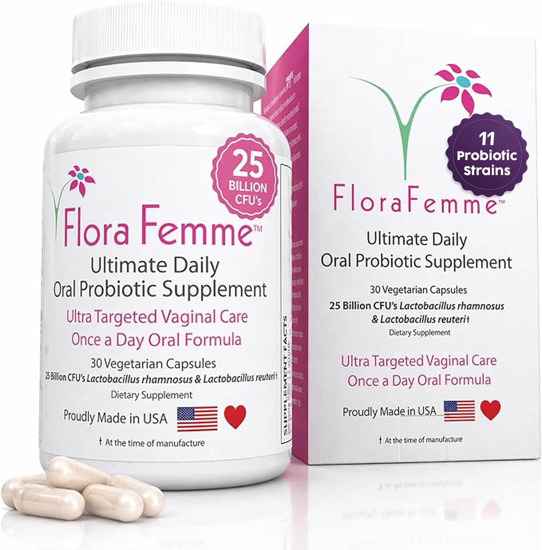 Vaginal Probiotic Oral Capsules for Women, pH Balance, 30 Caps