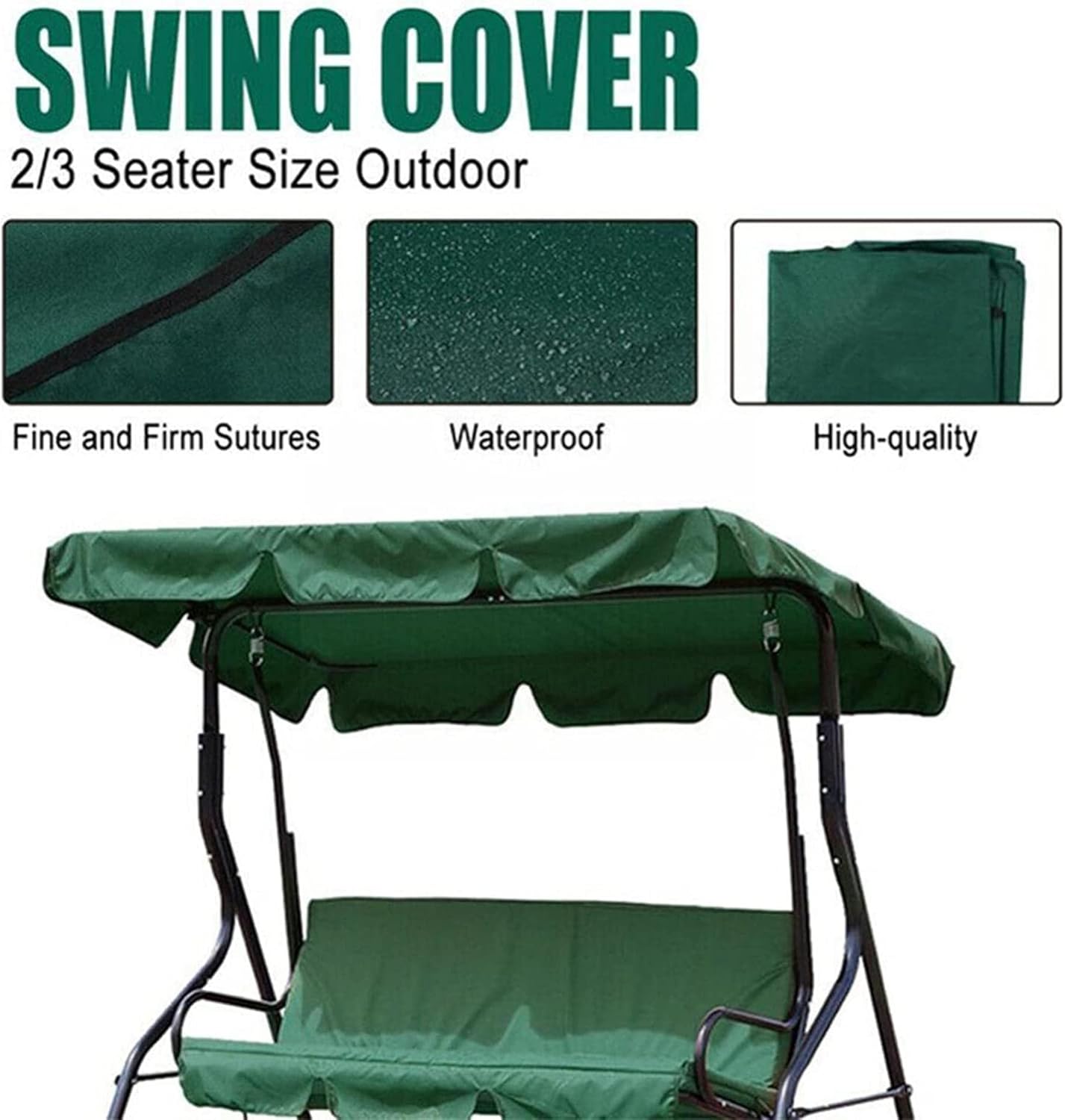 Swing Canopy Replacement Cover and Swing Cushion Cover, Waterproof 2 and 3 Seater Swing Canopy Cover,for Garden Outdoor Swing Bench