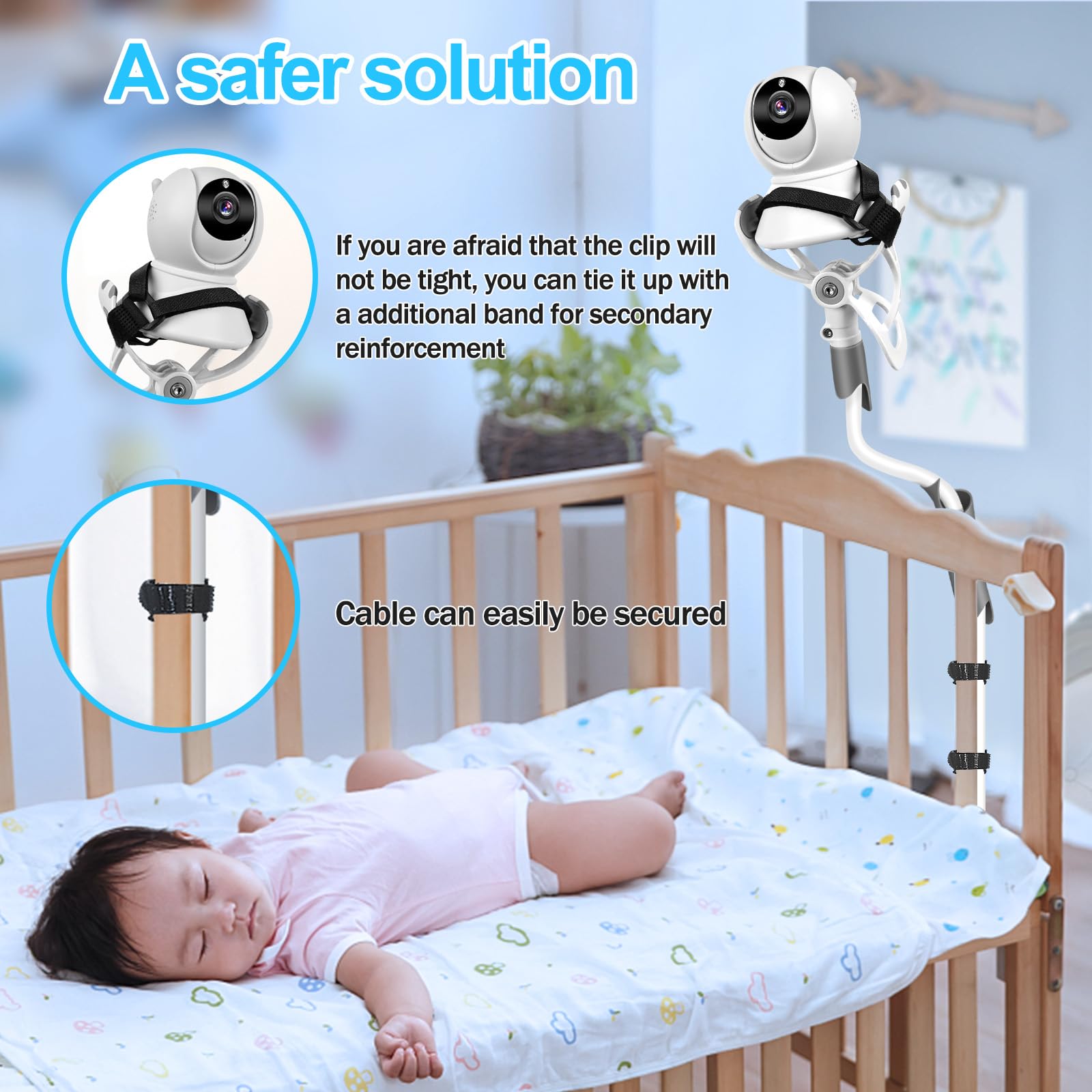 BURNNOVE Supporto Flessibile Universale Braccio a Collo di Cigno 85 cm Regolabile 360° per Telefono e Baby Monitor
