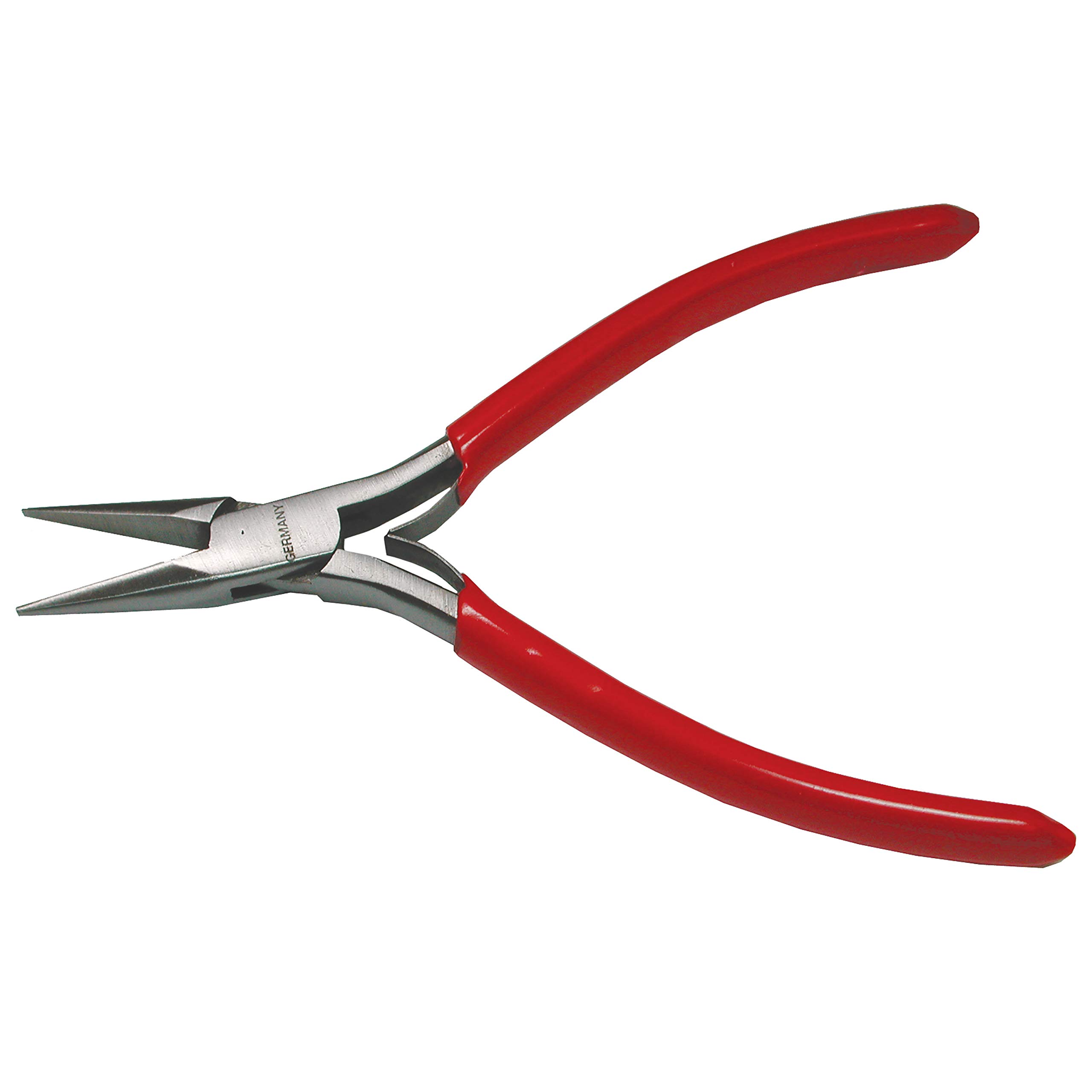 The Beadsmith Platinum Series niemieckie szczypce do nosa, 120 mm, z polerowaną stalową głowicą, czerwony uchwyt z PCW, wygodny uchwyt z podwójną sprężyną, narzędzie do produkcji biżuterii