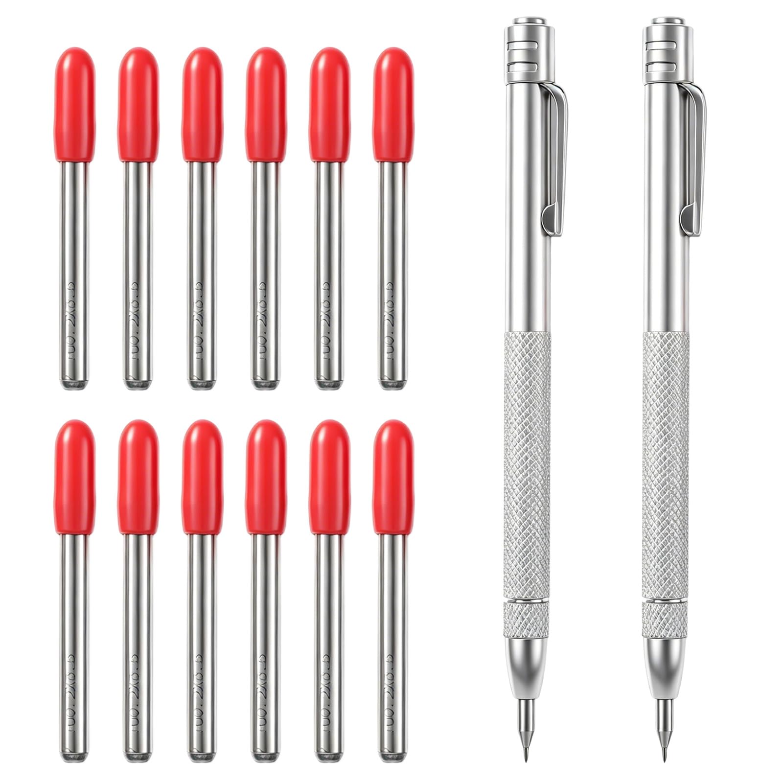 2 Pack Tungsten Carbide Scriber, Scribe Tool with 12 Replacement Tips