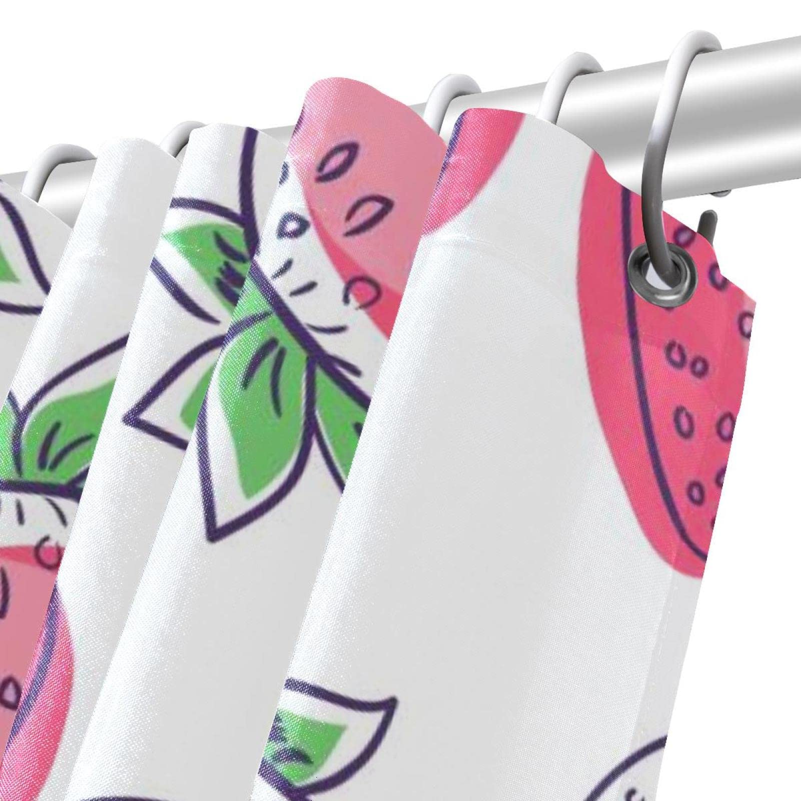 Homemissing Tenda da doccia fragola per bambini tenda da bagno rossa alla fragola per le donne carina acquerello frutta fresca tenda da doccia amante delle fragole 172 x 178 pollici