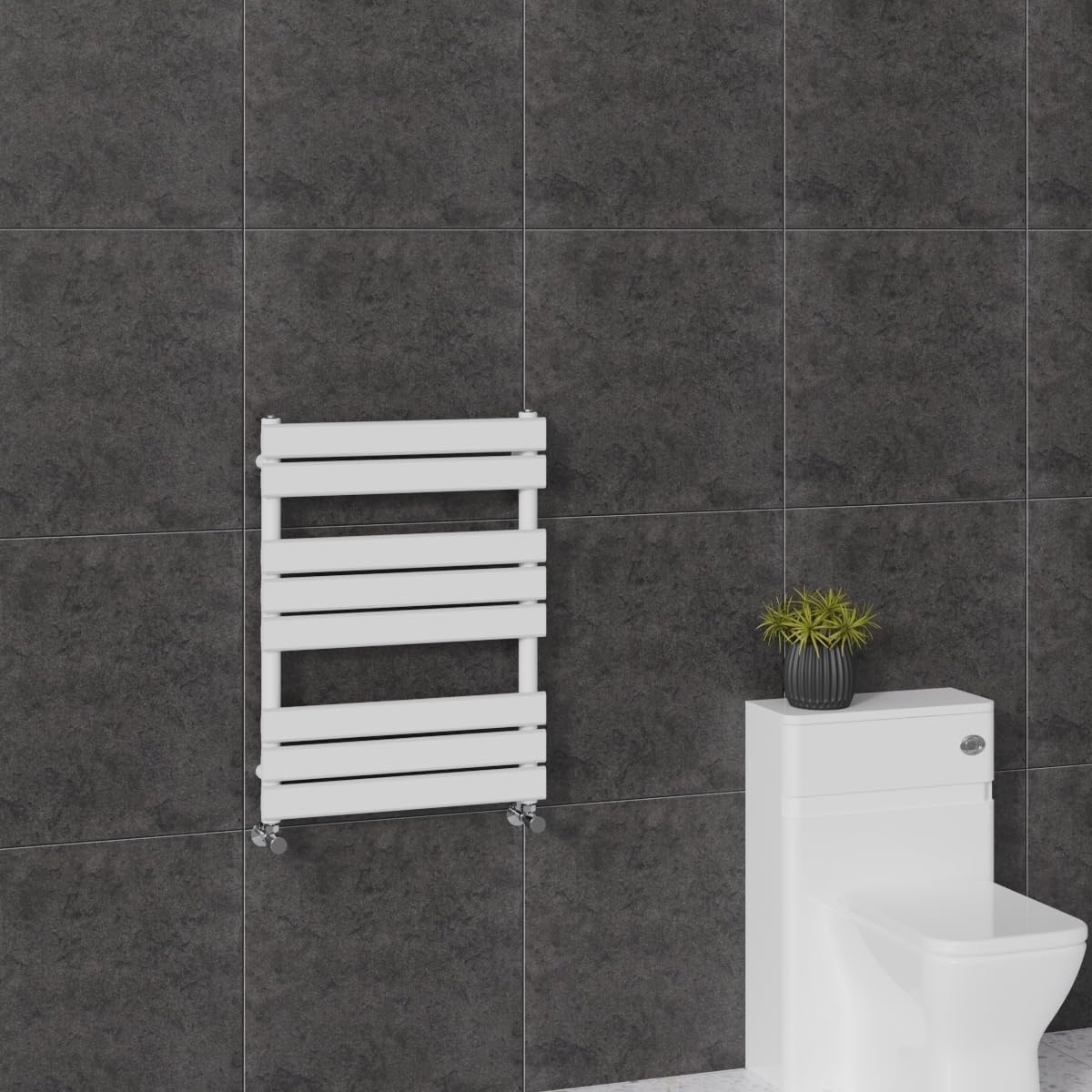 Warmehaus Flat Panel Heated Towel Rail Radiator Ladder Rad 800 x 600mm Bathroom Central Heating Towel Warmer White