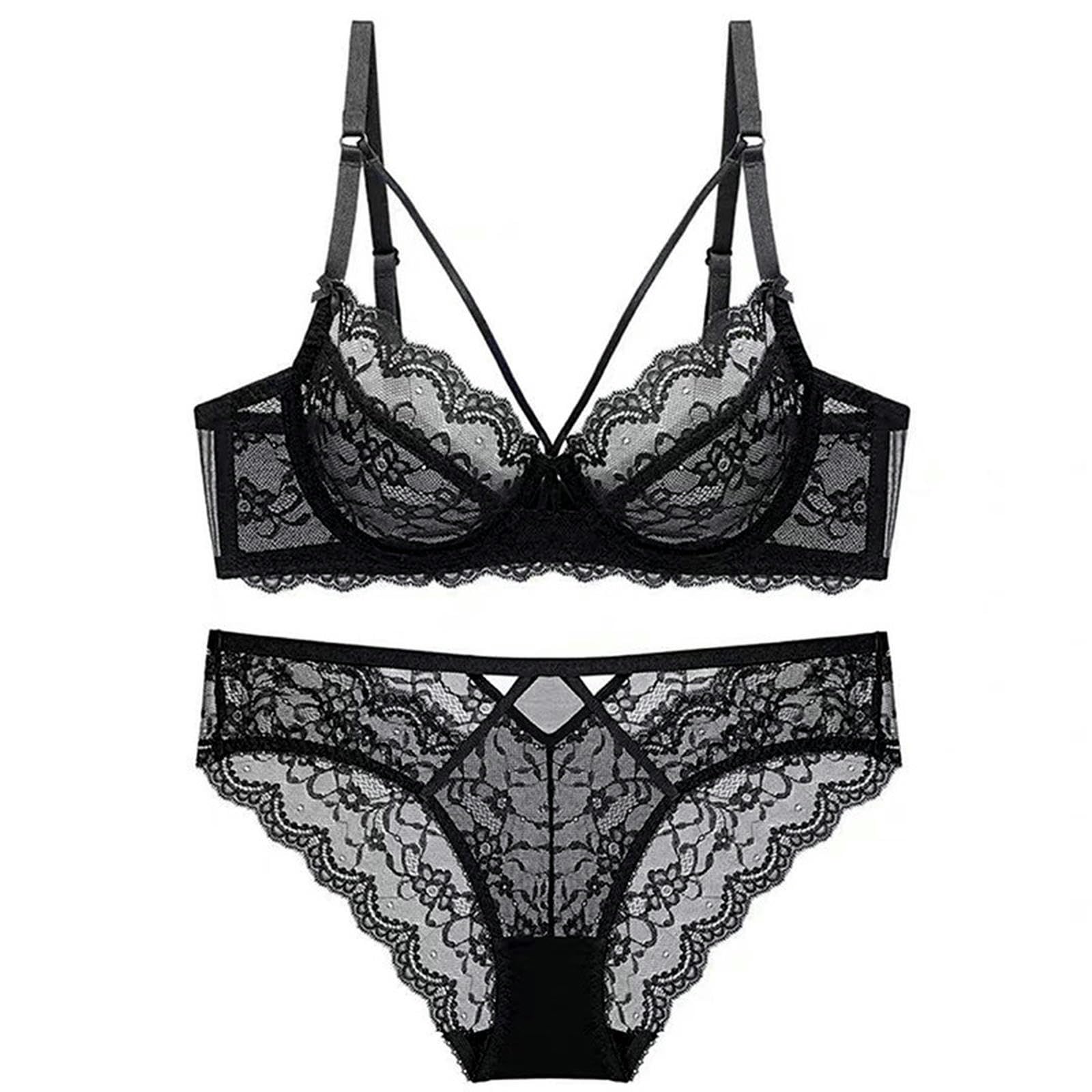 Sujetadores Conjunto De Lencería Sexy Encaje Estilo Francés, Sujetador Fino, Push-up Y Calado-blanco-36 80b (Juego)