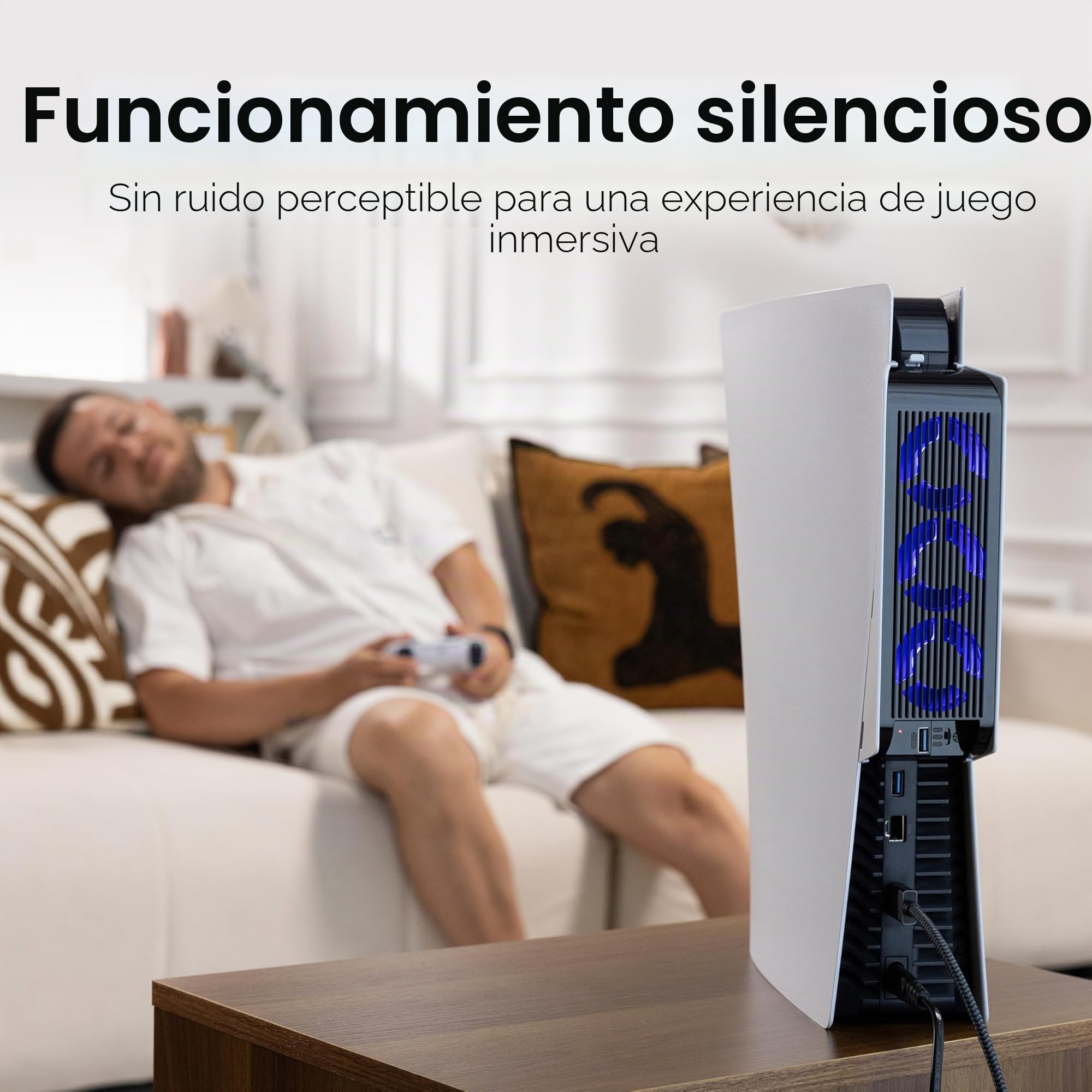 KIWIHOME Ventilador de refrigeración para accesorios PS5, ventilador silencioso actualizado con 3 ventiladores y USB externo para PS5 Digital/Ultra HD Consola, No para PS5 Slim (Blanco)