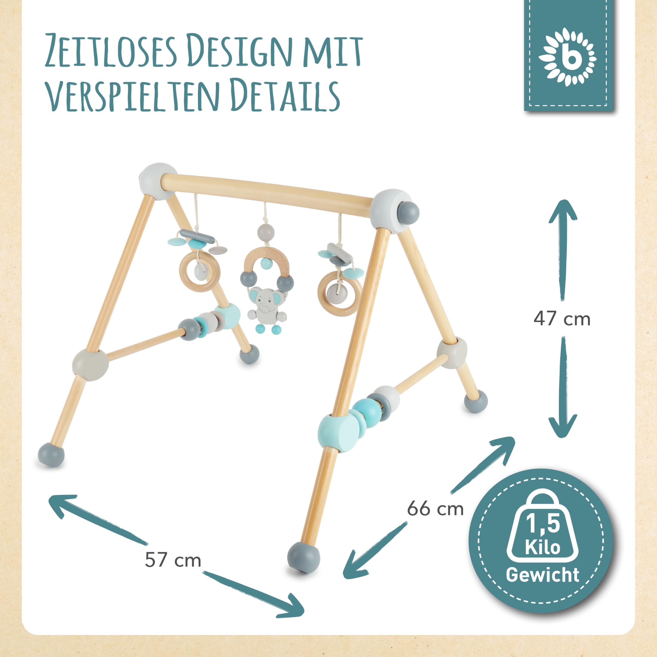 Bieco Spielbogen Baby | Montessori Spielbogen | Spielebogen Babies Holz Wickeltisch | Holzbogen Baby Spieletrapez Babies Holz Baby Gym Holzspielbogen