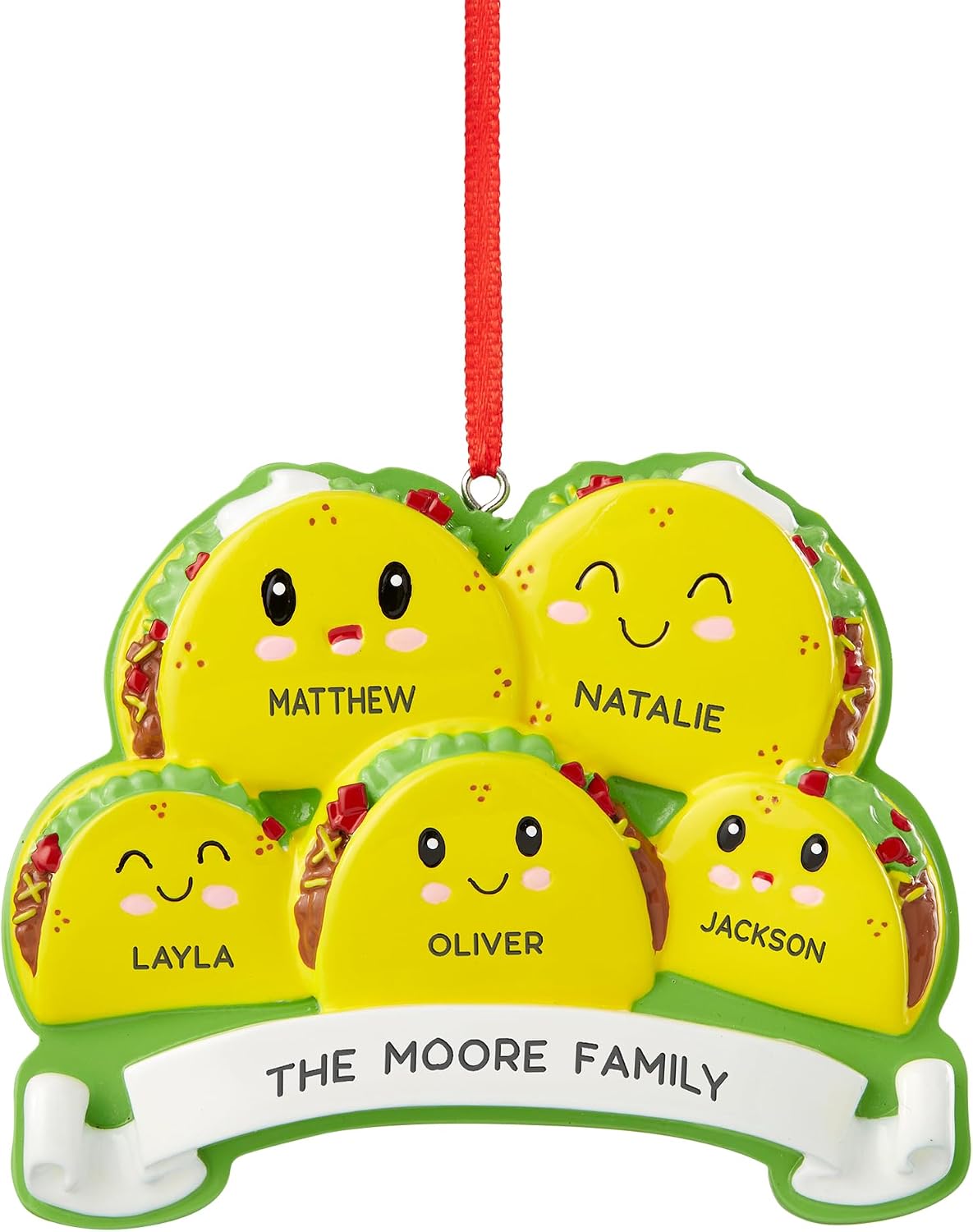 Personalization Universe Taco Family Personalized Ornament- 5 Names