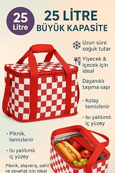 25L Taşınabilir Icebox Soğutucu Buzluk – Kamp, Piknik, Plaj ve Seyahatler İçin Termal Soğuk Tutucu Çanta, Ergonomik Taşıma Saplı, Hafif ve Sızdırmaz Tasarım, Outdoor Kullanıma Uygun