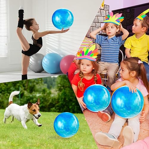 Miniatura 6 de Grevosea Pelota inflable grande de 15 pulgadas, pelota de playa, bola animosa marmoleada, bolas de rebote de nube colorida para adultos, mascotas,