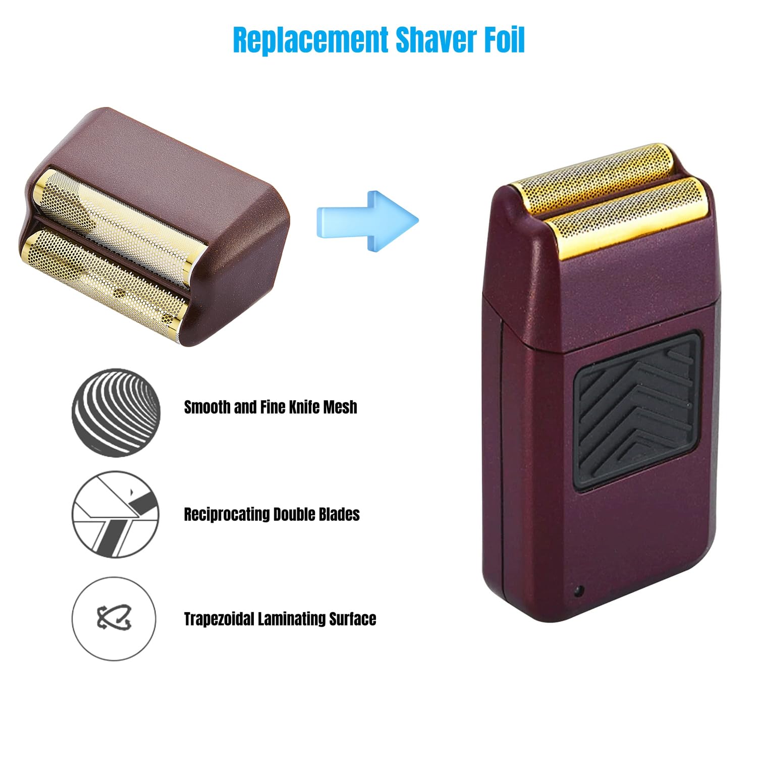 Hoja de repuesto para afeitadora y barra de corte compatible con wahl Shaver Foil 7031-100/7043-100and 5 Star Series Finale Super Close Shaving Cabezales de repuesto (rojo, 2 unidades)