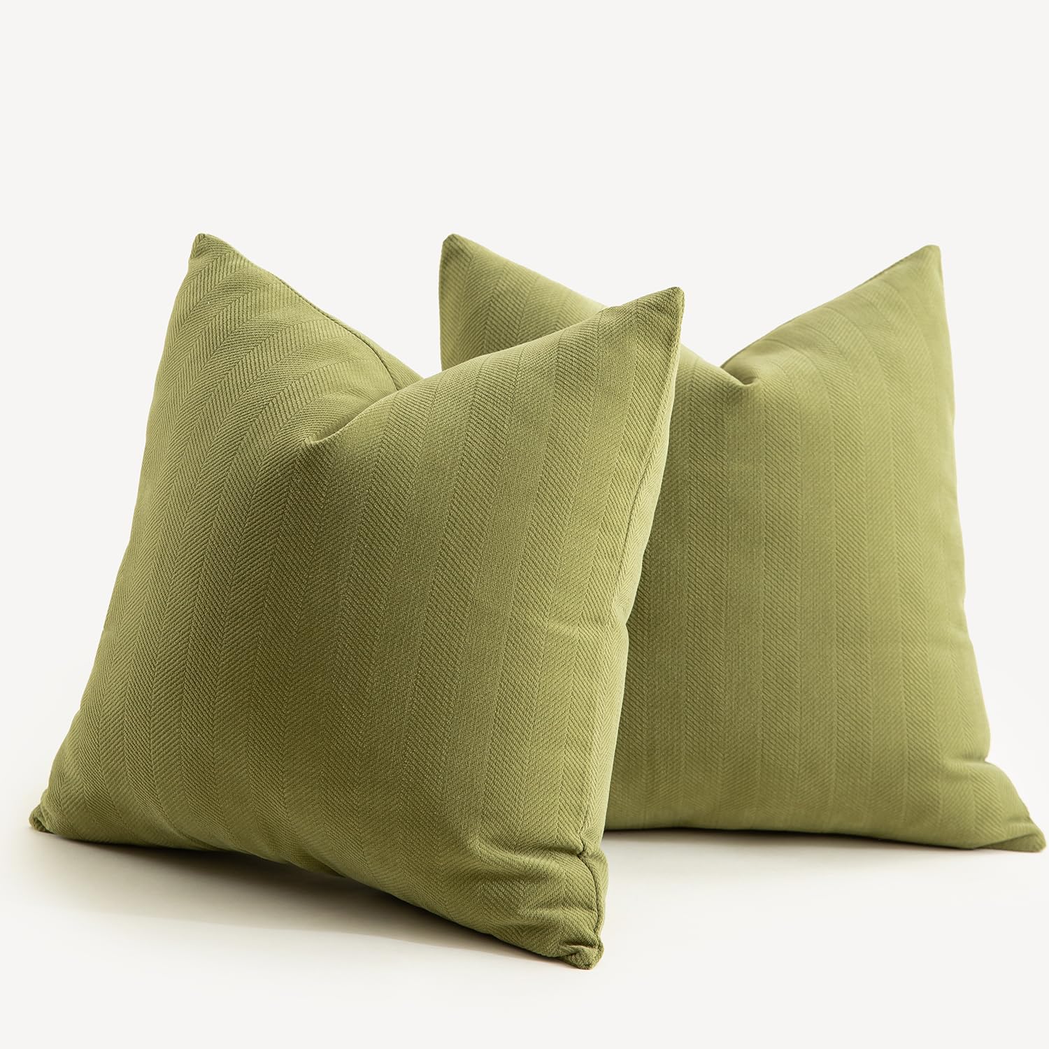 Mandioo Pack of 2 Chenille Cushion Covers Soft Comfortable Durable Throw Pillow Cases for Home Decor Sofa Couch Living Room Bedroom 26 x 26 Inch 65x65 cm Olive Green