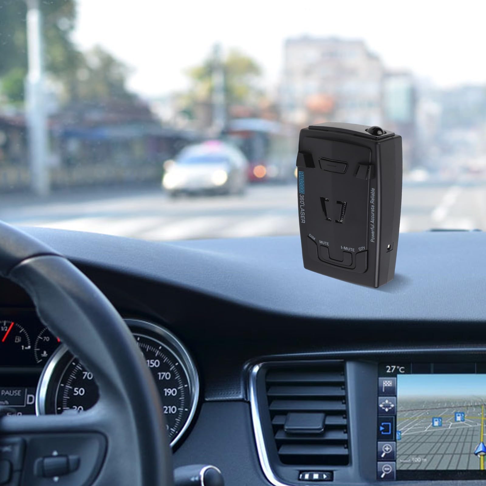 Detector con cobertura de 360 grados y alertas de voz, localizador compacto de cámaras de velocidad para automóviles de ABS para una conducción segura, compatible con todos los vehículos