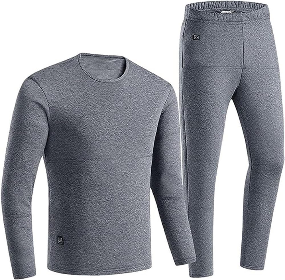 Set Intimo Riscaldato, Completi Unisex USB Intimo Termico Riscaldato 2 Pezzi, Intimo Lavabile in Pile Caldo da Lavoro da Donna (Color : Men's Gray, Size : L)