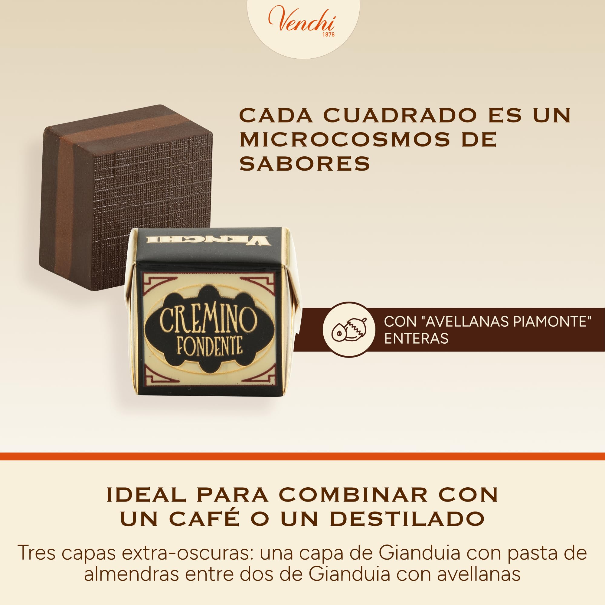 Venchi - Cremino Extra Negro, Bombones Fondentes con exclusivamente Pasta de “Avellana Piamonte IGP” y Almendra, Bolsa de 1 kg, Sin Gluten, Sin Colorantes y Sin Conservantes