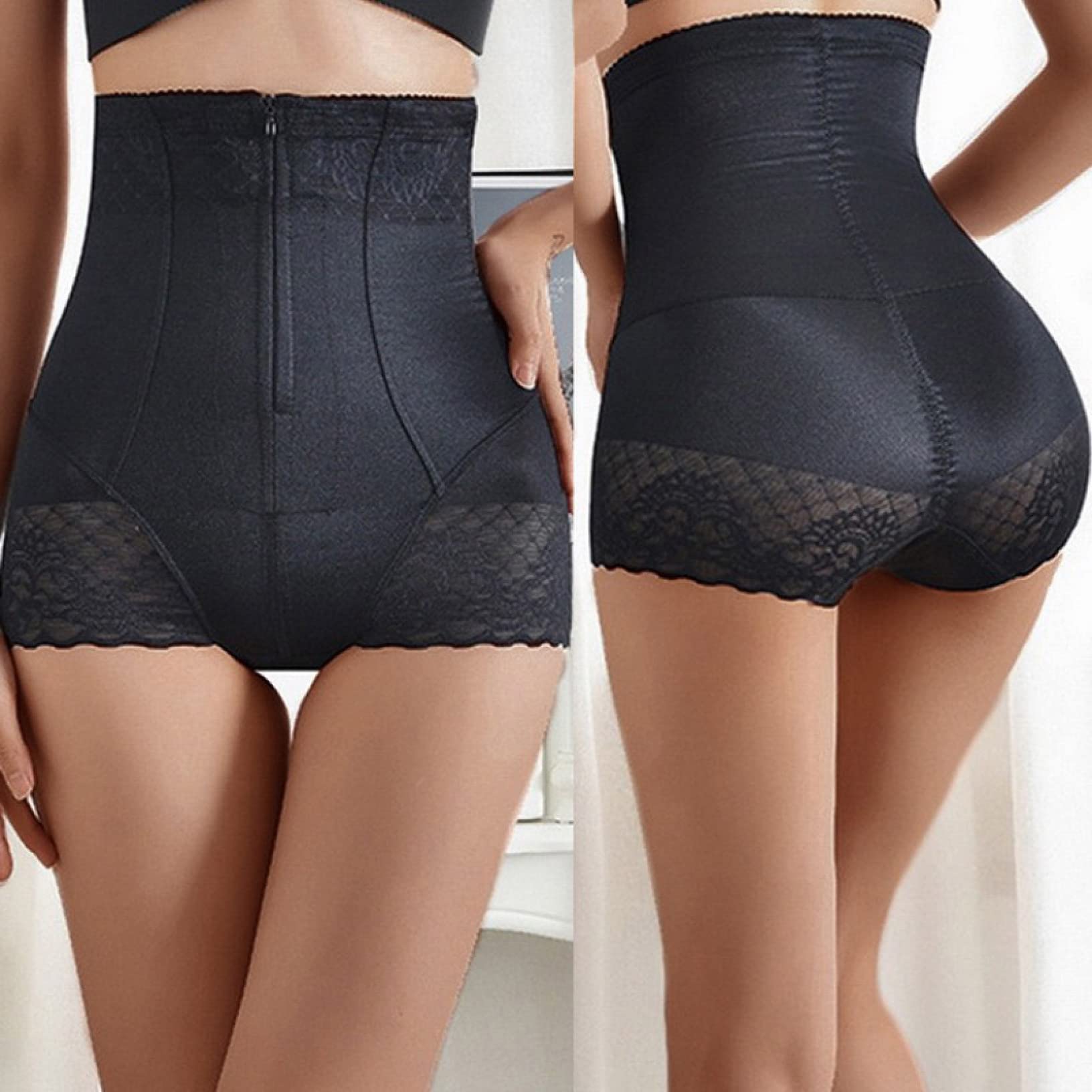 LXMQEF damskie majtki wyszczuplają brzuch Body z wysokim stanem, bezszwowe bielizna modelująca po porodzie, zapinane na zamek