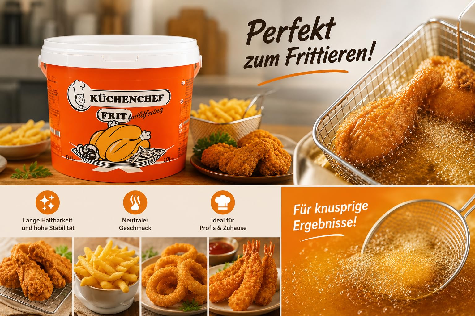Küchenchef Frittierfett 10L halbflüssig Hitzestabil Geruchsneutral