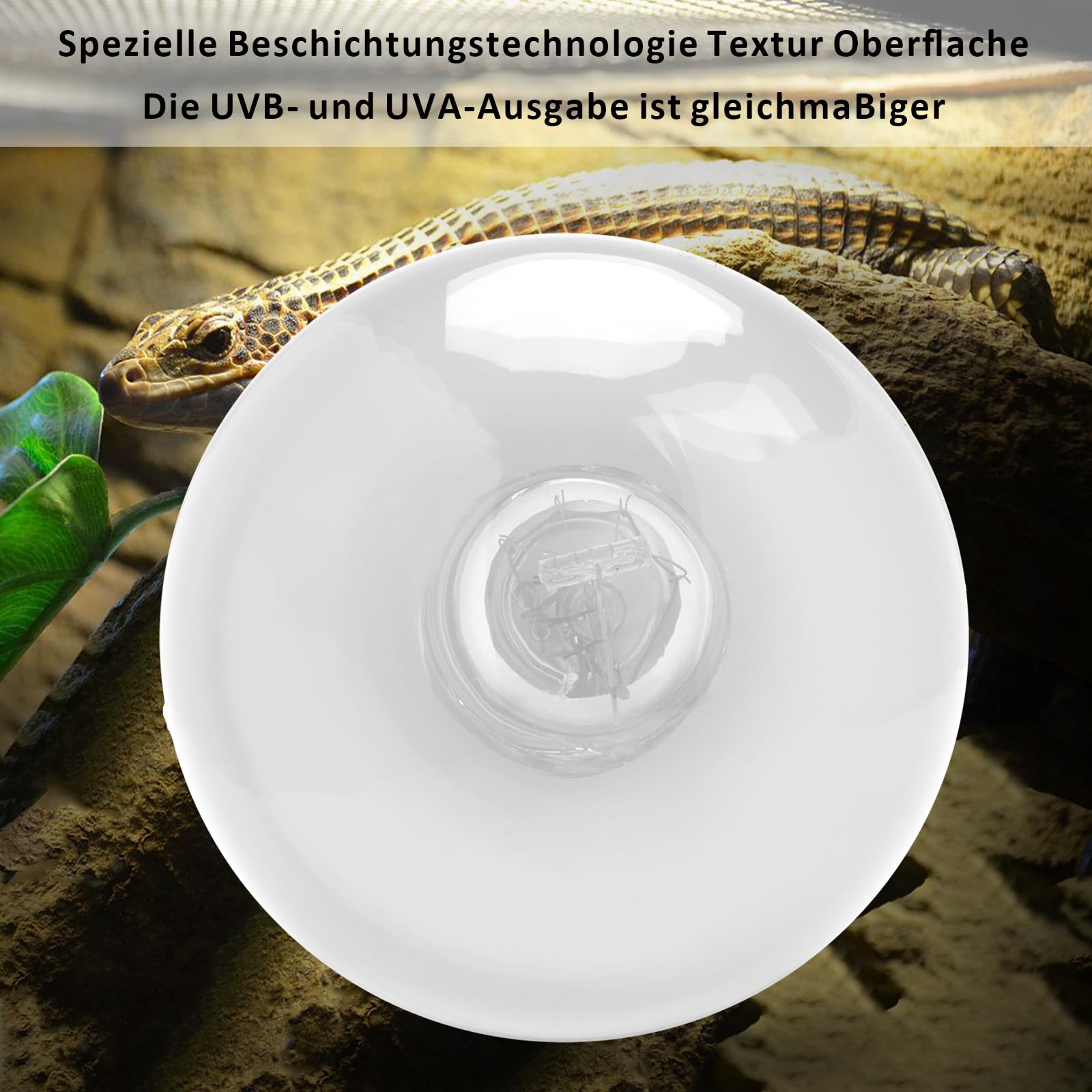 AIICIOO UVA UVB Lampada termica per rettili Luce solare UV Lampada per terrario Lampada di luce solare rivestita E27 Luce diurna per rettili per tartarughe serpenti pogone lucertole 160W