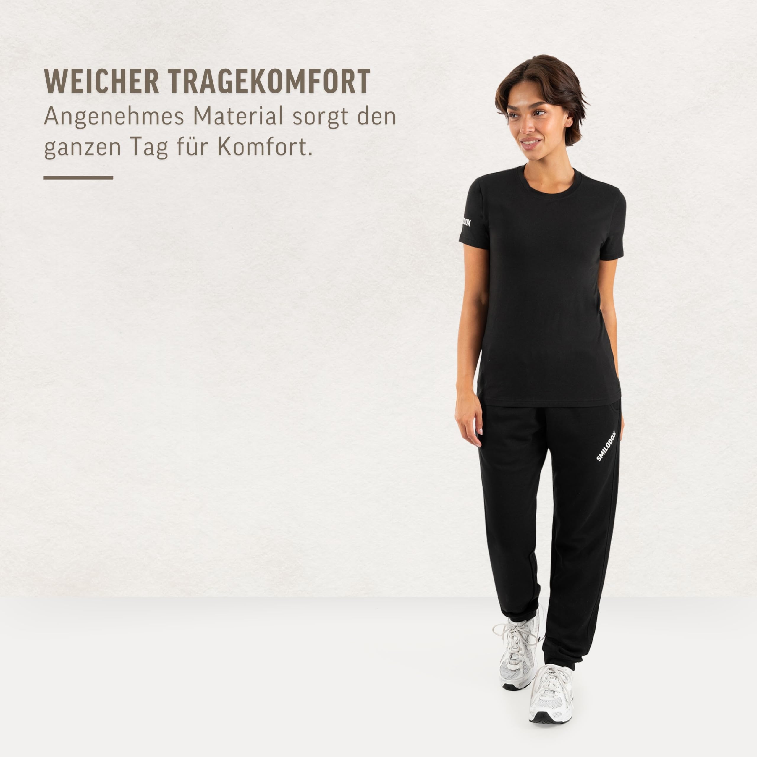 SMILODOX Jogginghose Damen Saria, Basic Sweatpants, Regular Fit mit Baumwolle, Sporthose & Trainingshose, Jogger mit Kordelzug, Rippbündchen & Eingrifftaschen, für Gym & Freiziet