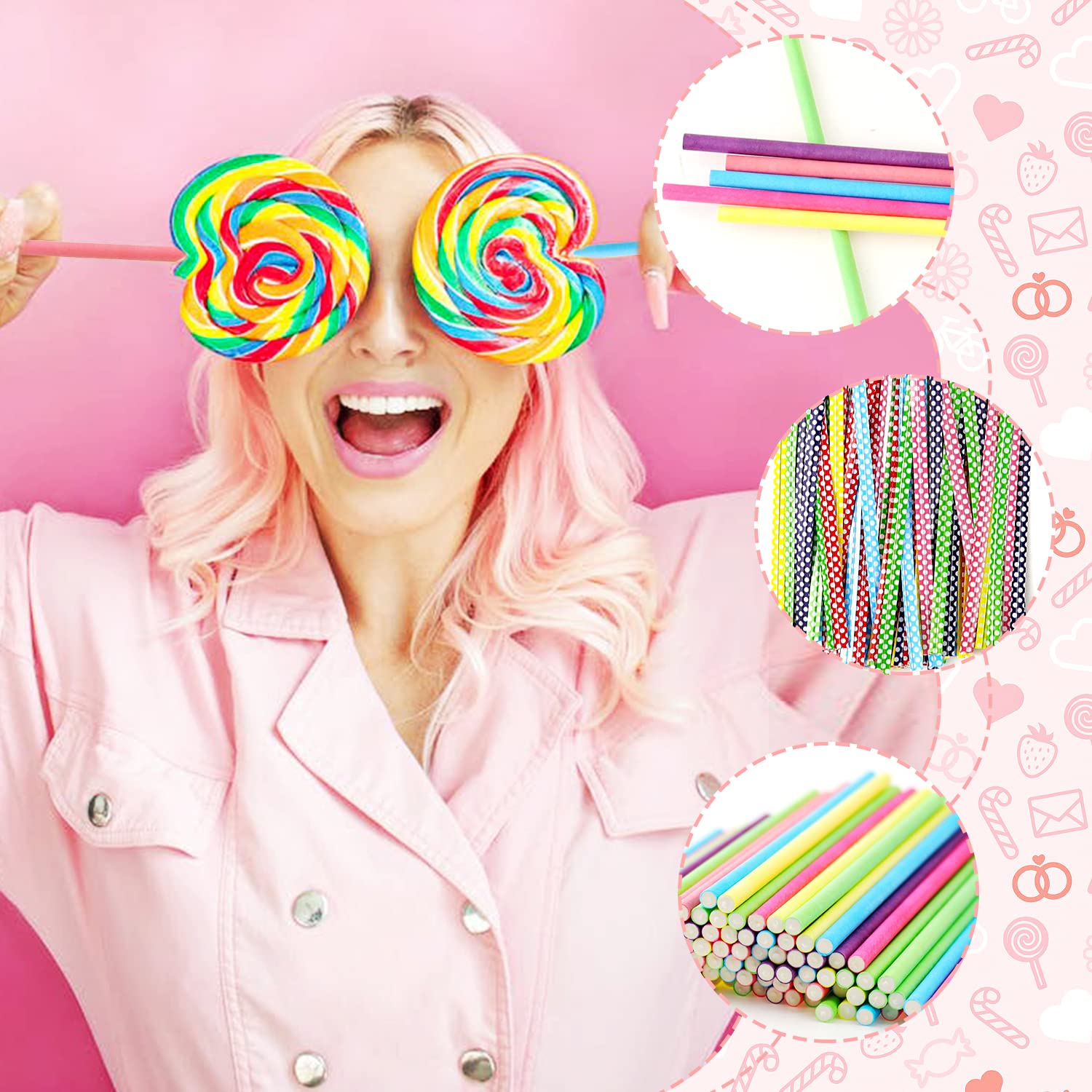 Cake Pop Stiele Cakepopstiel Lollipop Sticks aus Papier 100 Stück Cake Pop Sticks mit 100