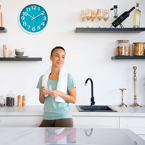 Miniatura 9 de Reloj de pared silencioso sin tictac para interiores y exteriores, funciona con pilas, reloj analógico decorativo fácil de leer, para dormitorio,