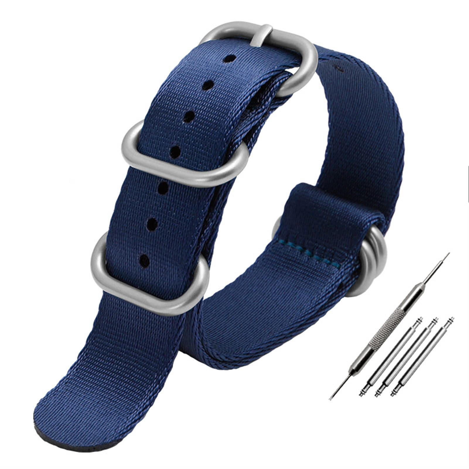 Correa de nylon OTAN de 22mm con cierre plateado y diseño multicolor para reloj 8