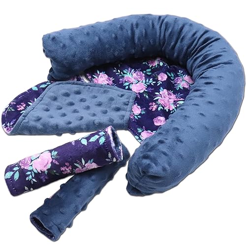 Miniatura 9 de Fundas para reposacabezas y correa para asiento de automóvil para bebé, diseño de dinosaurio Minky, soporte para la cabeza y funda para cinturón de