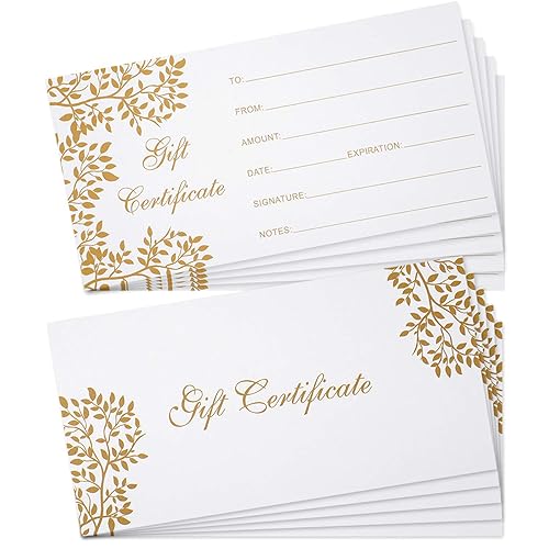 Outus 50 Pcs Blank Gift Certificates for Business Black Foil