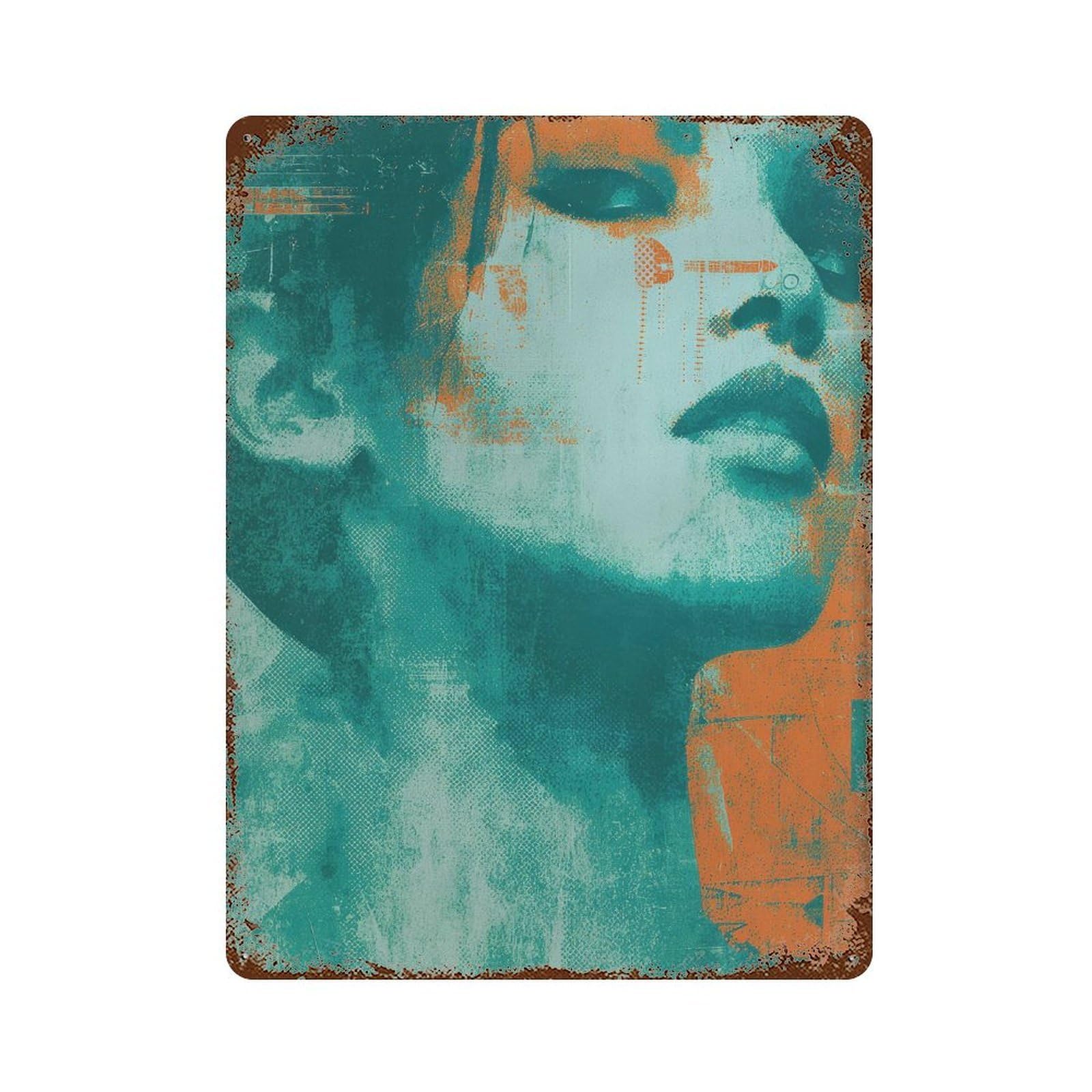 xiaoxiaoshen Woman Portrait. Retro Futuristic Wall Decor Art Metal Tin Poster Modern Home Decor Art Home Bar Shop Decorations Vintage Sign 40x30cm