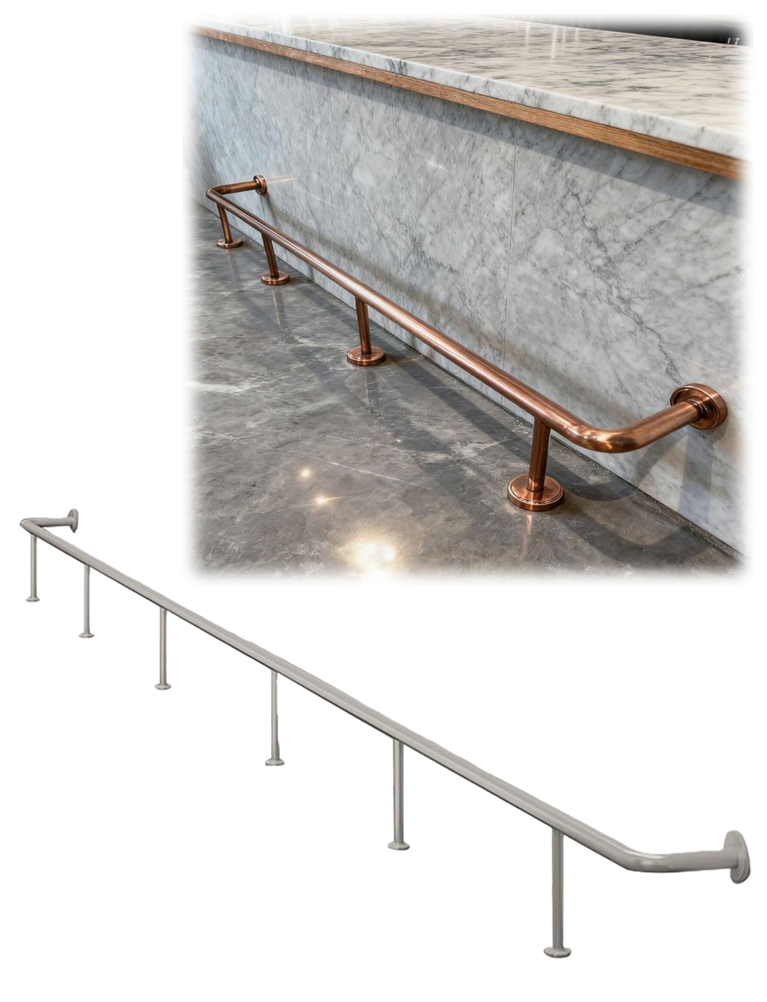 IvyLoutish Brushed Stainless Steel Commercial Bar Foot Rail Kit - 6.6ft/200cm Foot Rest for Home Pub & Undercounter Mounting, Durable & Stylish Bar Accessory