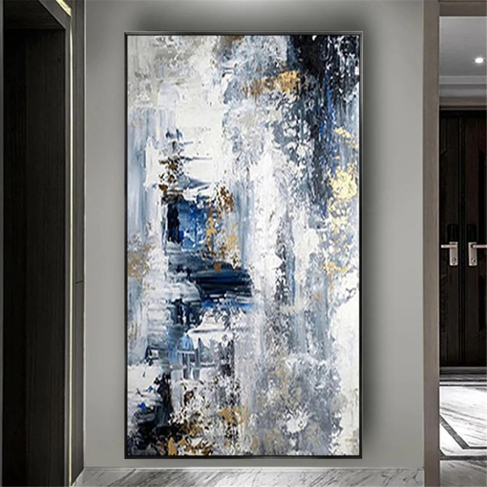 ZHMANLUCK Duże obrazy do salonu dekoracja ścienna abstrakcyjne obrazy olejne na płótnie styl nordycki sztuka ścienna plakat nowoczesna dekoracja domu 95 x 193 cm / (37 x 76 cali) z czarną ramą