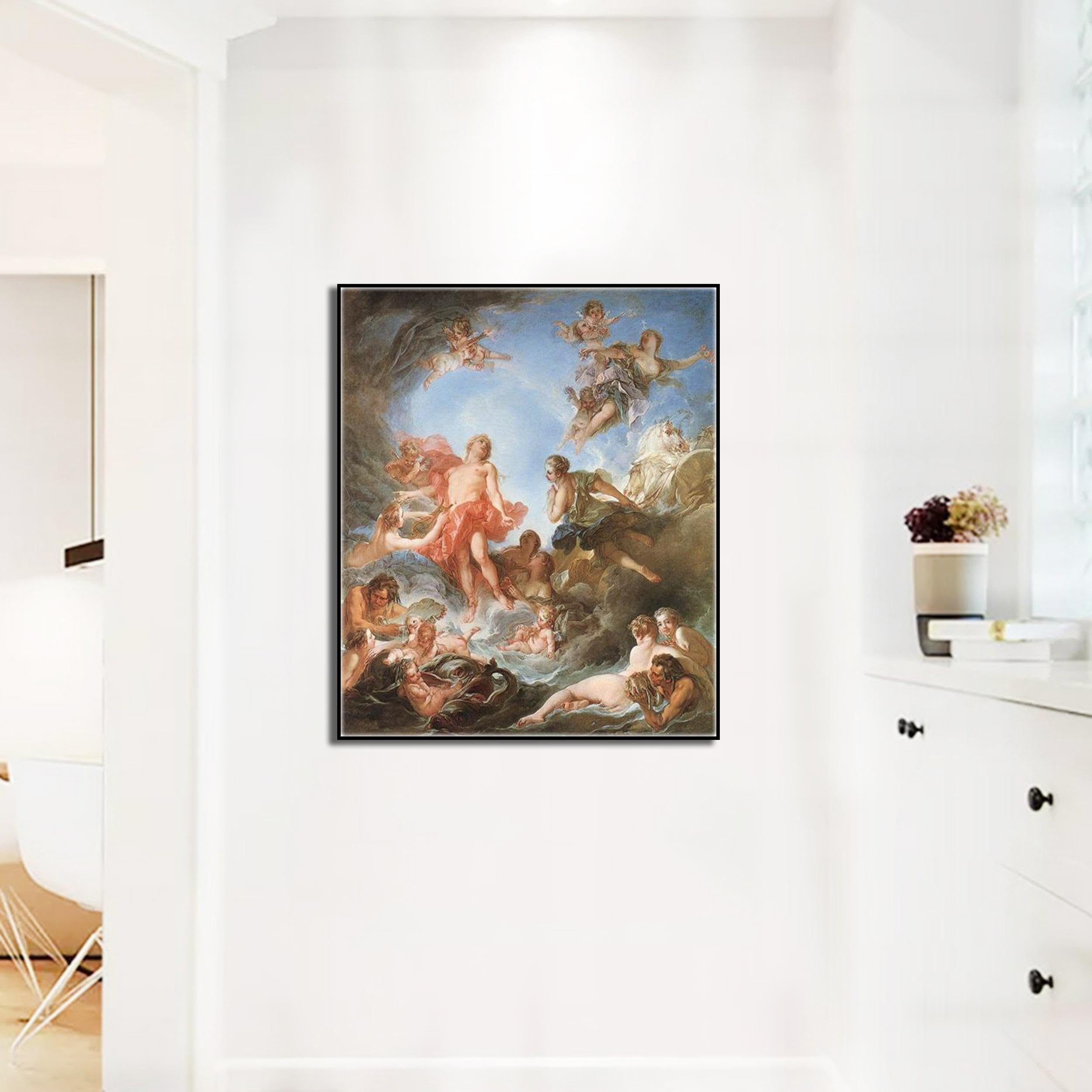 Wandbild Reproduktion 'Der Aufgang Der Sonne' Von François Boucher – 40x50 Cm, Schwarzer Rahmen, Fertig Zum Aufhängen