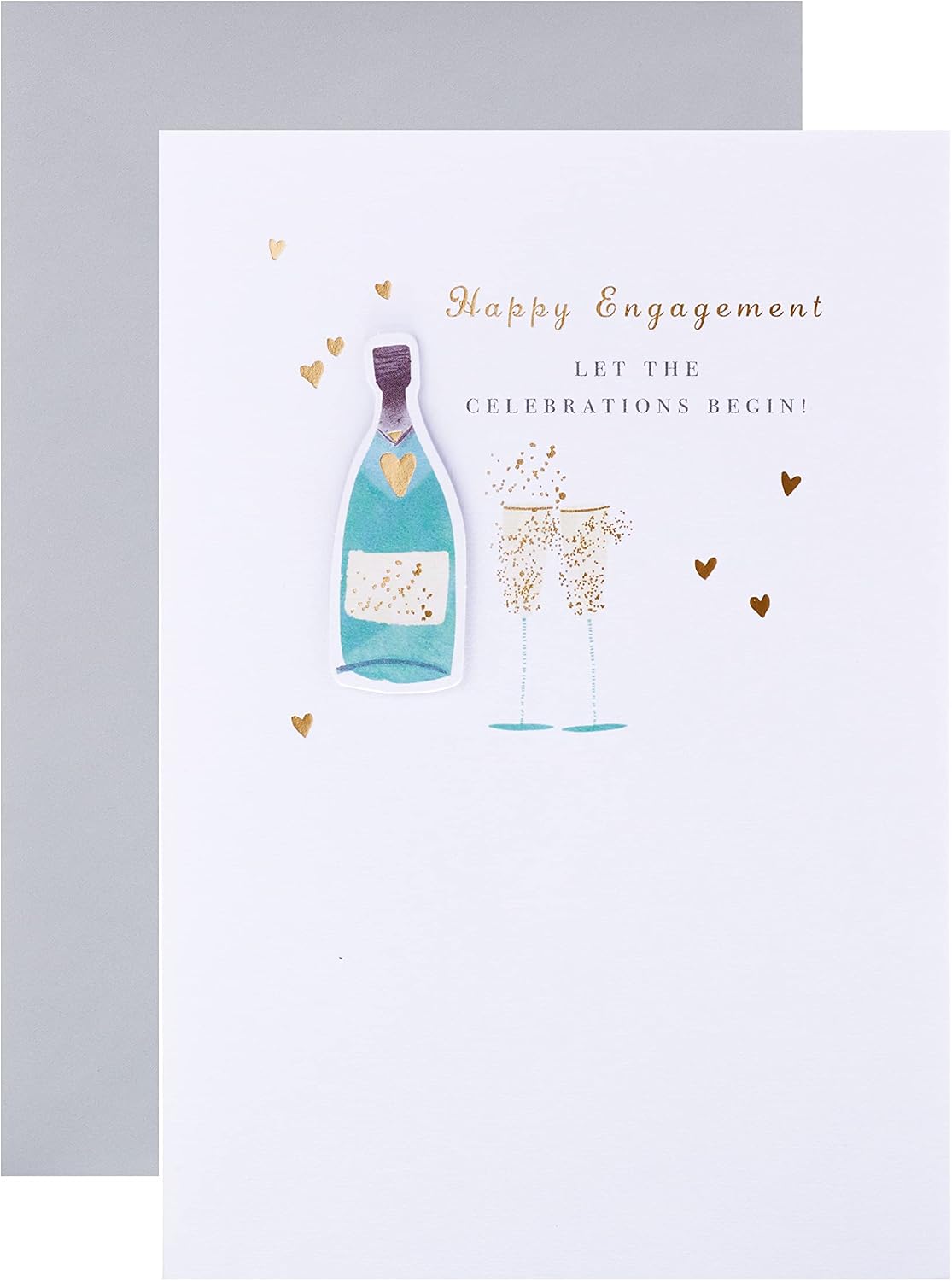 Hallmark Engagement Congratulations Card - Contemporary Illustrated Embossed Floral Design