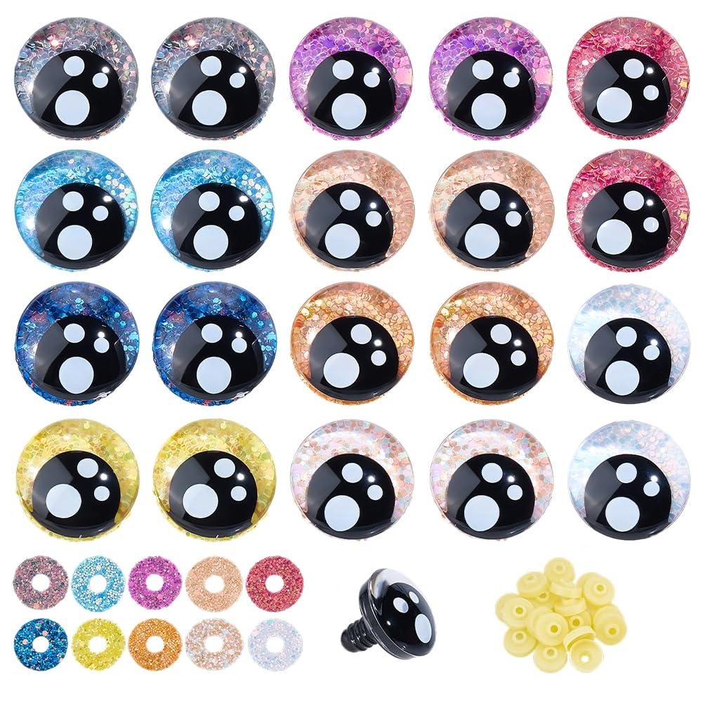 Grands yeux amigurumi 25mm brillants et fixations robustes pour doudous