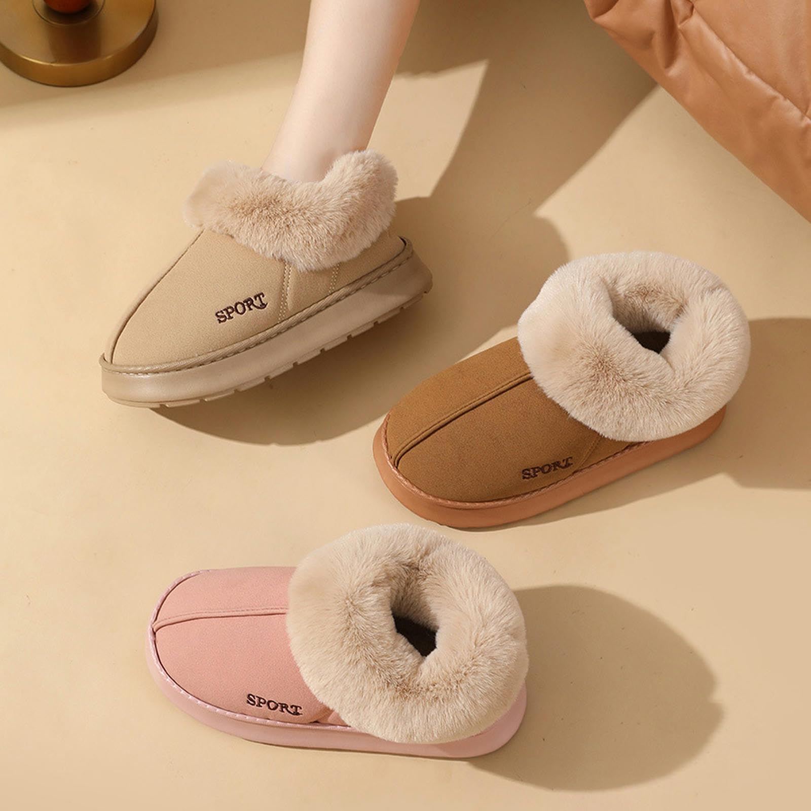 Pantofole Donna Pantofole da Uomo con Tacchi per Calore Invernale, Suola Spessa, Velluto E Scarpe di Cotone per Tutta La Partita per Donne-rosa-38-39 Adatto
