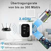 Aigital WLAN Jelerősítő 300 Mbit/s - WiFi Hatótávnövelő Ethernet Porttal, WPS Gombbal, AP Móddal, Kompakt Fekete Kivitel, Minden WiFi Eszköz 3