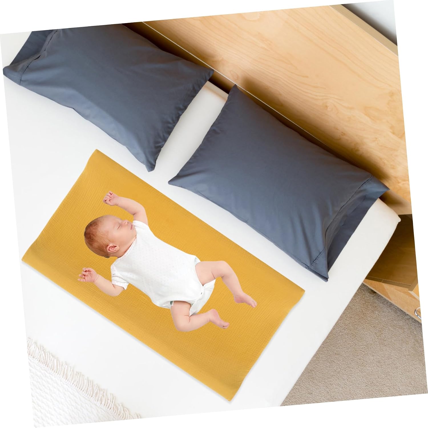 2pcs Changing Pad Covers Washable Changing Table Pad Sheet Removable Skin-Friendly Ginger
