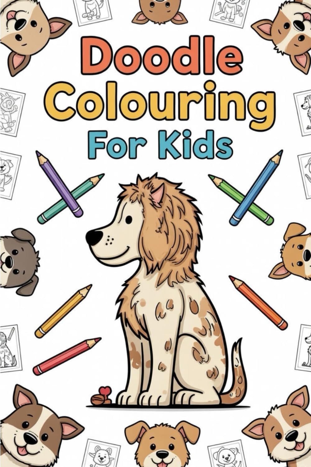 Cute Animal Doodles Colouring Book for Kids Ages 4-8: Fun, Easy & Adorable Doodle Pages with Playful Puppies, Friendly Dinosaurs, Fluffy Cats and More!