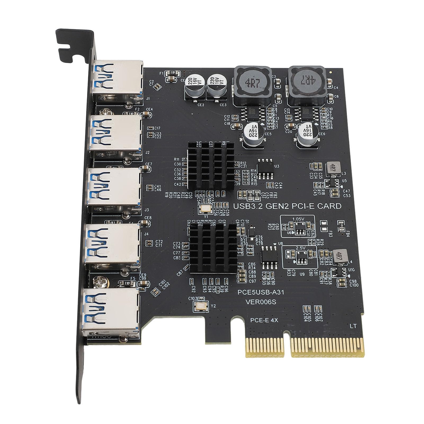 USB3.2 PCIe Expansion Card, USB 3.2 Gen 2 5 Type A Ports 10Gbps for ASM3142 PCIe 4X Adapter Card for 7 10 11, for Linux