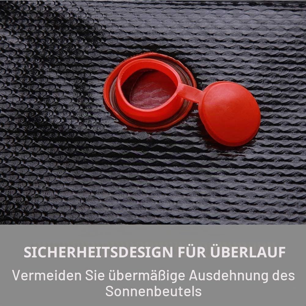 Solar-Duschtasche, Camping, 200 l, Reise, solarbeheizt, tragbar, Warmwasser, Dusche, tragbar, Sport, Camping, Wandern, Strand, Schwarz