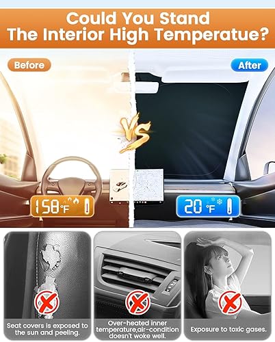 Miniatura 6 de KUST Parasol para parabrisas delantero, plegable, más grueso, 5 capas, bloquea el calor y los rayos UV del sol