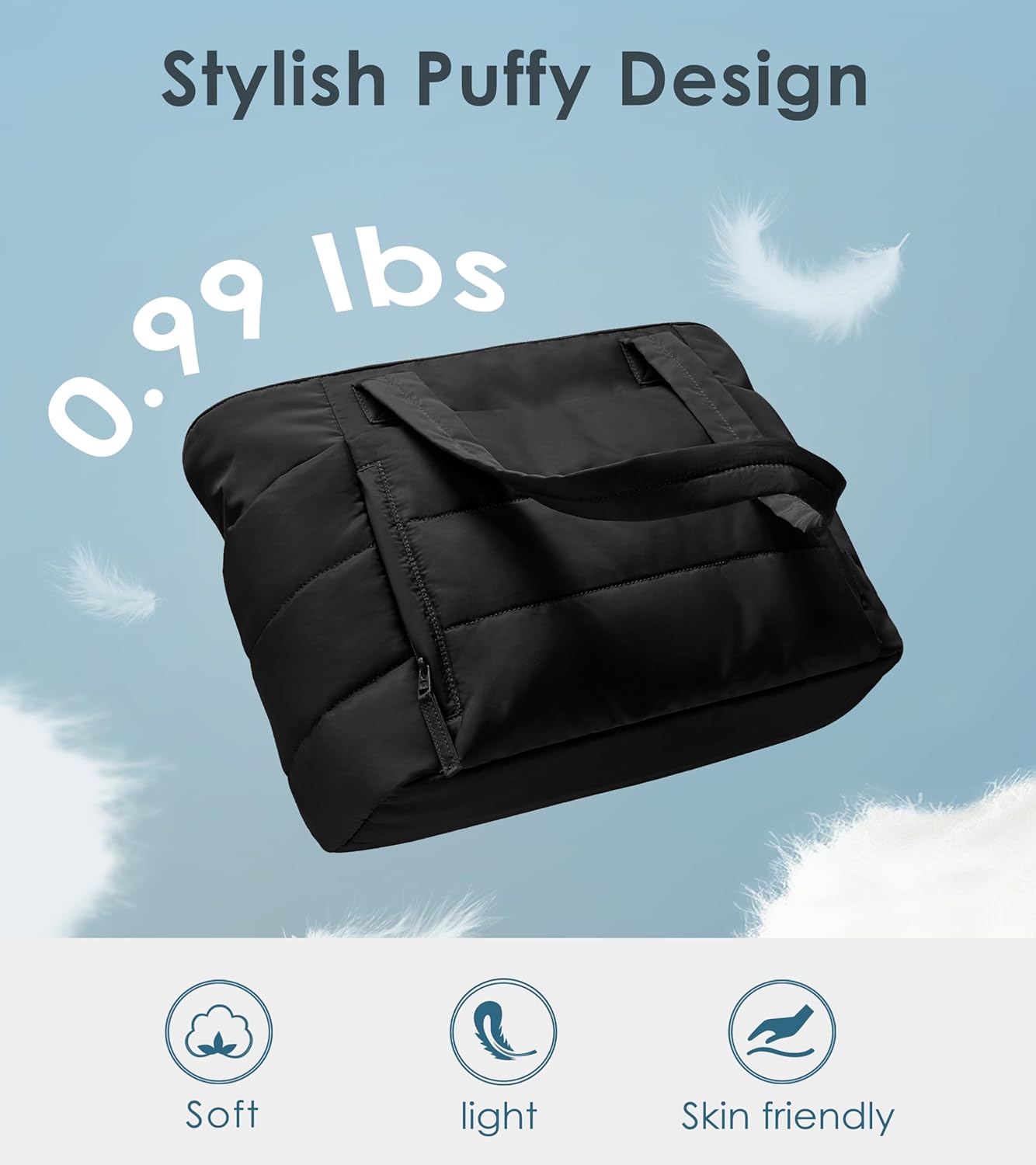 Tote Bag for Women with Zipper, Quilted Puffer Tote Bag with Compartments, Lightweight Puffy Work Bags for Women Travel - Image 6