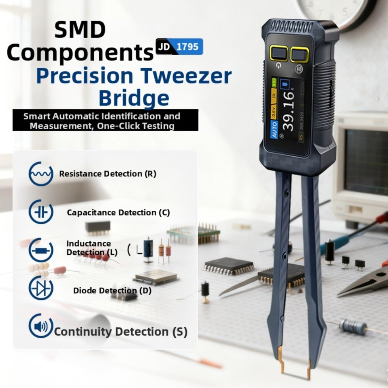 JD-1795 LCR-Multimeter Mit Präzisionsmessung Für Widerstand Kapazität Und Induktivität Von Für SMD-Bauteilen Tragbares Design Mit Typ-C-Ladefunktion