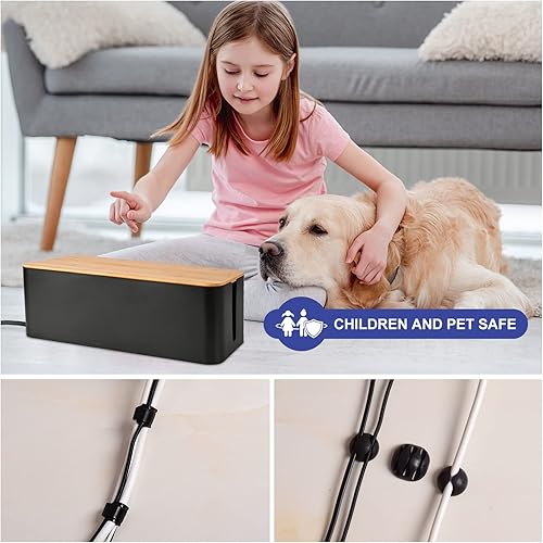 Miniatura 5 de Caja organizadora de cables  Caja organizadora de cables de estilo madera para ocultar cables y tiras de alimentación  Caja organizadora de cables