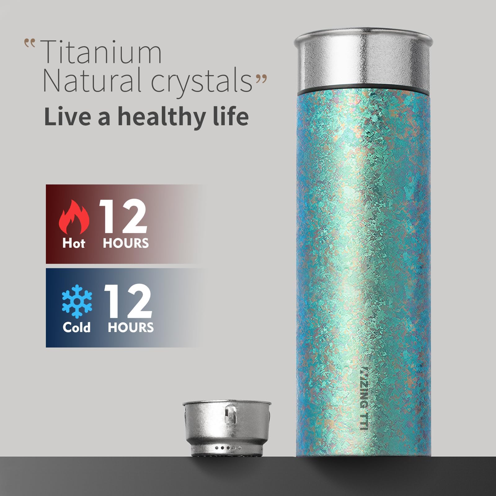 ZING TTI Pure Titanium Isolierbecher, Edelmetall Teetasse, 425.2 g, doppelwandiger vakuumisolierter Becher, Kaffeetasse, langlebige Temperaturerhaltung, kann als Geschenk gegeben werden (Grün)