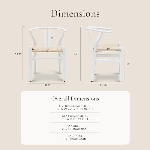 Miniatura 2 de POLY & BARK Silla de comedor Weave - Silla de comedor moderna de mediados de siglo con brazos, marco de madera maciza, uso en interiores, color