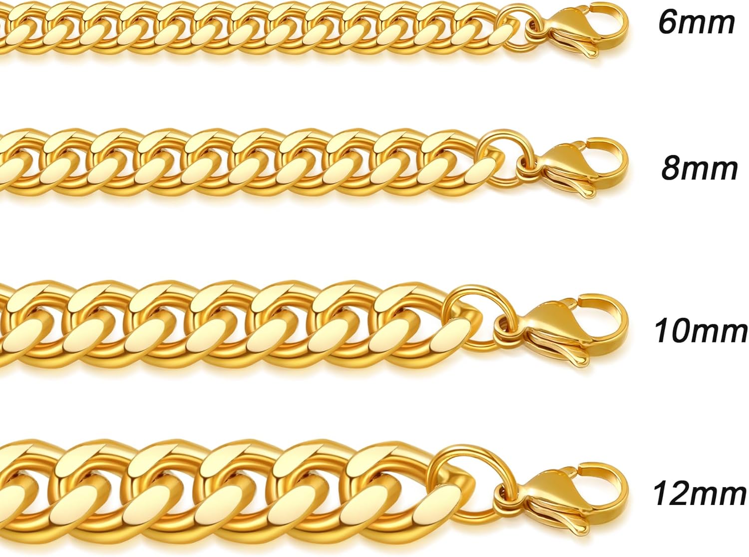 Monily Stainless Steel Mens Cuban Link Chain Silver 18K Gold Chain for Men Hip Hop Mens Jewelry - Image 3