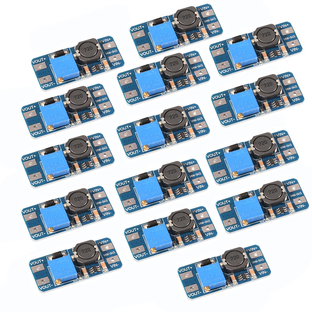 Dorhea MT3608 DC-DC Step Up Boost Power Converter - 2A Module, Adjustable Step Up Voltage Regulator Board - 2-24V to 5V-28V Output Voltage (Pack of 10)