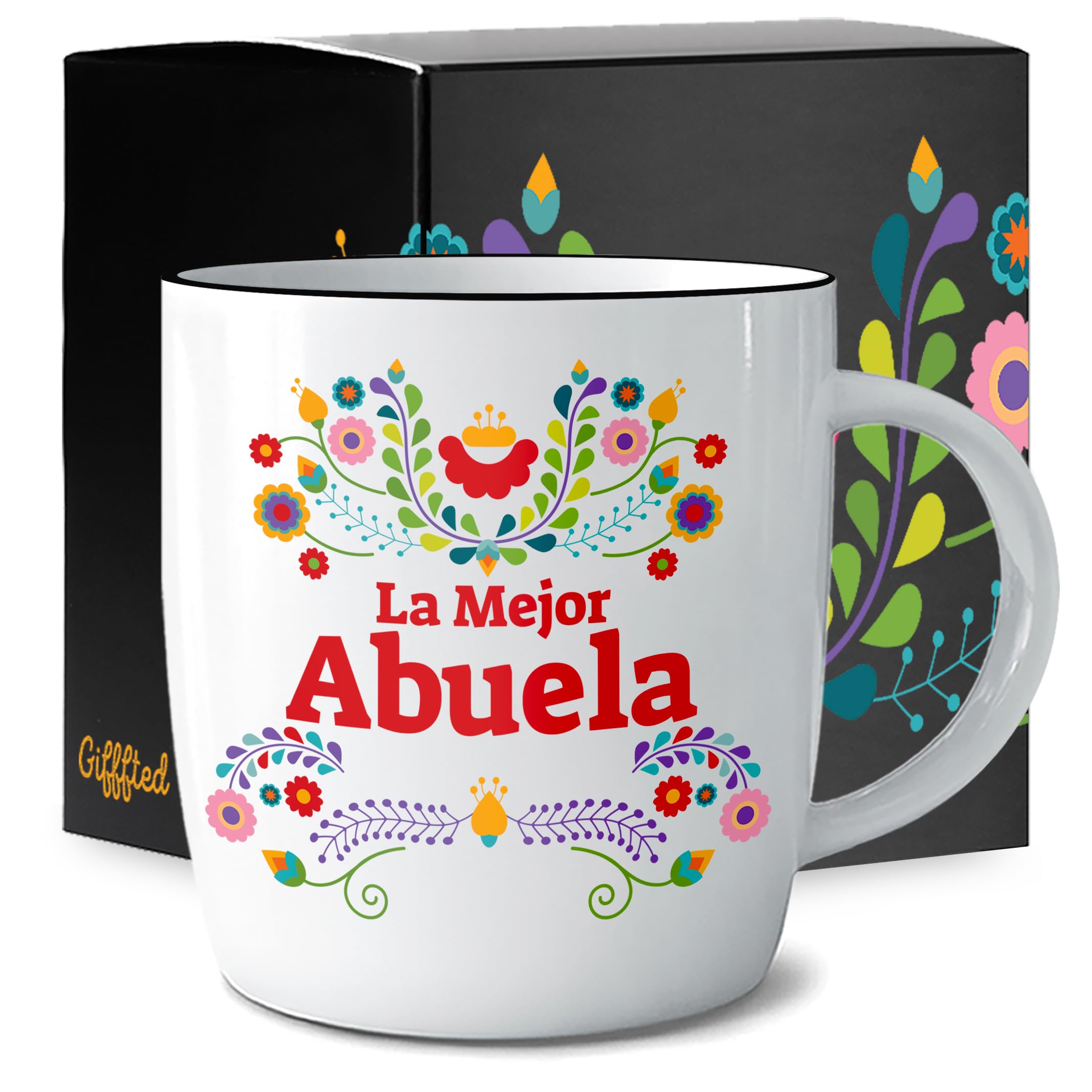 Triple Gifffted La Mejor Abuela Coffee Mug in Spanish, Latino Best Grandma in The World Gifts, Regalo Dia de las Madres, Mothers Day, Cup for Abuelita, Navidad, Birthday and Christmas Taza Abuelos